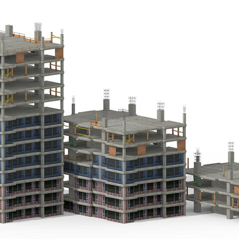 3D Architecture Buildings Under Construction